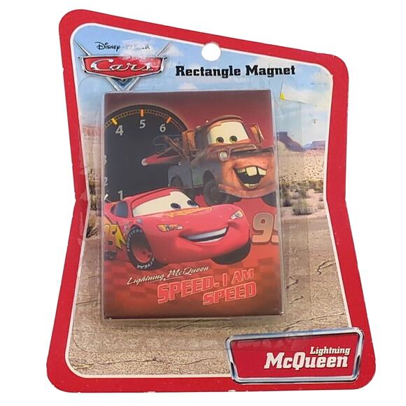 Disney Pixar Cars Lightning McQueen Speed I Am Speed Rectangle Magnet New Sealed - Picture 1 of 2